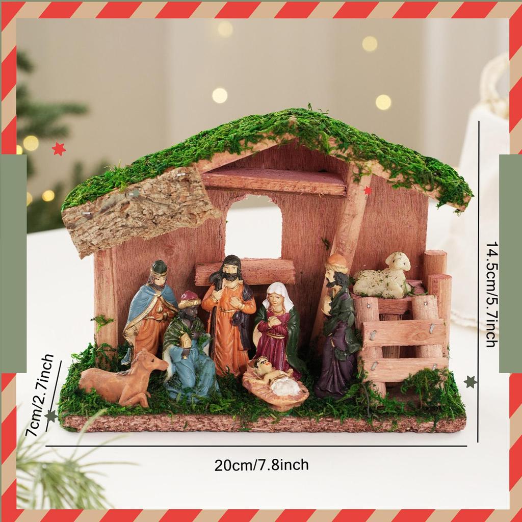 Resin Christmas Nativity Scene Set Collectible Sculpture Elegant Decoration Aesthetic Ornament for Living Room Decor