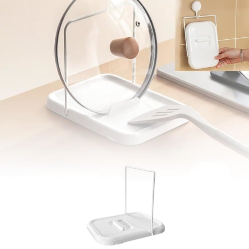 AUTAKI Folding Pot Lid and Ladle Stand, Approx. 14cm W x 19cm D x 16cm H, Pot Lid Holder, Pot Lid Stand, Cutting Board/Knife Holder, Chopstick Holder,
