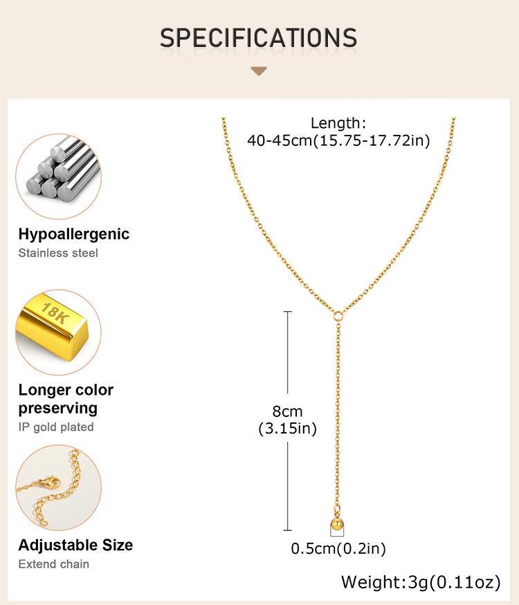 Stainless Steel Y Shape Pearl and Cubic Zirconia Pendant Neckalace For Women, Minimalist Personal Gold Plated Jewelry