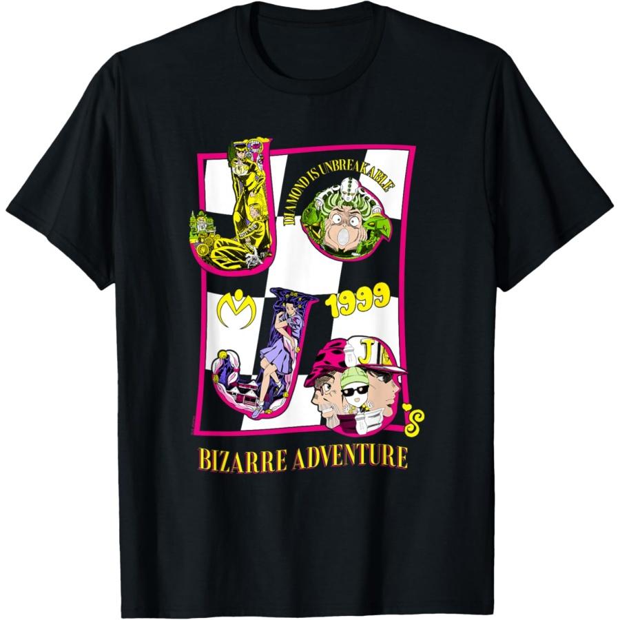 Аниме-футболка с буквами персонажей JoJo s Bizarre Adventure XXXXXL чёрный