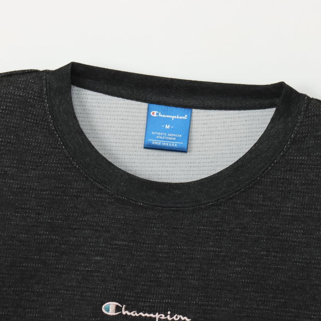 Champion Long Sleeve Heather Size Round UV Graphic Logo Print Women's T-Shirt, Black, M, CW-AS403, Neck, Quick-Drying, Protection, Water-Repellent,