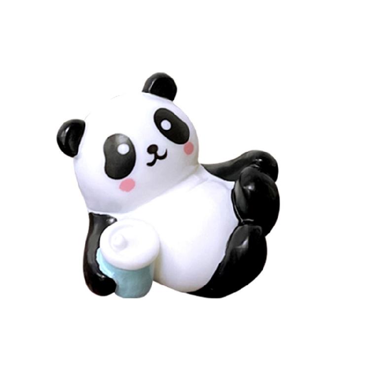 6 Pack Cartoon Panda Figurines Small Animal Models Miniatures Ornaments for Cake Toppers and Car Decors Accessories