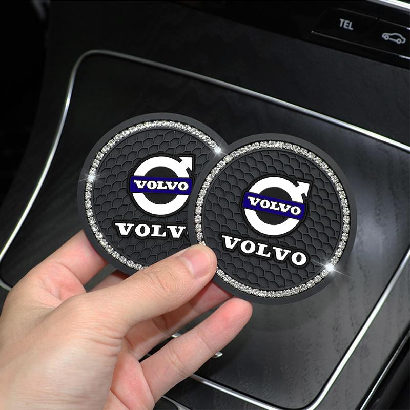 1/2pcs Non-slip Car Water Cup Pad Diamond Bottle Holder Coaster for Volvo XC60 S90 XC90 S60 XC40 V60 V90 S40 Volvo EX30 C40 C70