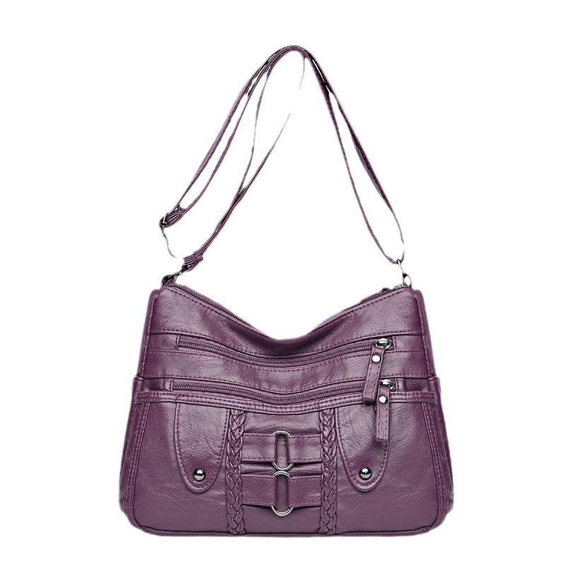 Crossbody-väska med stor kapacitet: Koreansk stil, Mjukt läder, Flera fack, Elegant och enkel design