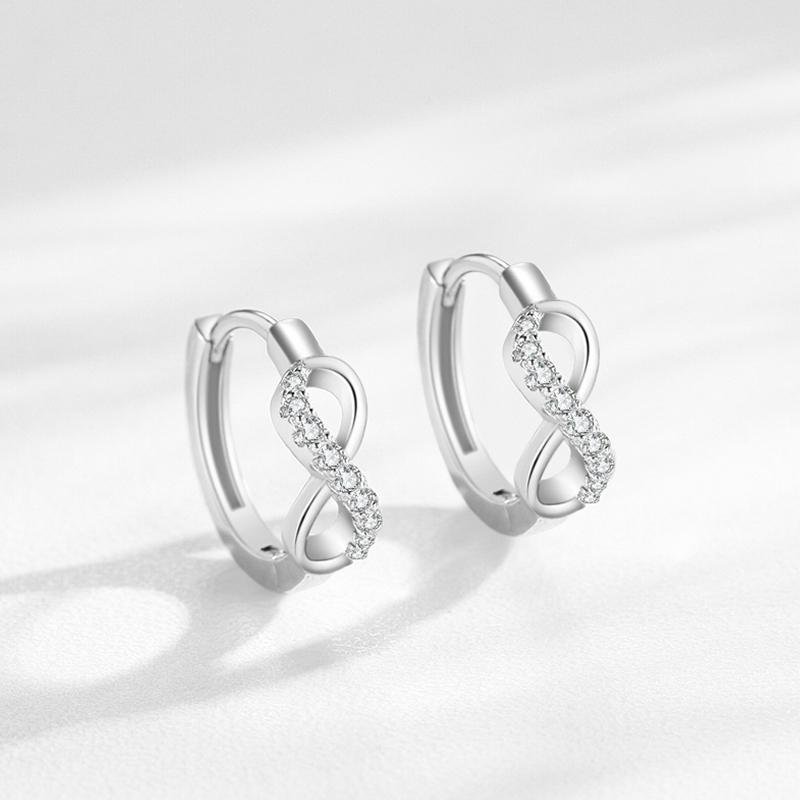 Ailmay 925 Sterling Silver Romantic Infinite Love CZ Hoop Earrings Fashion Ear Buckles for Women Girls Party Accessories Jewelry