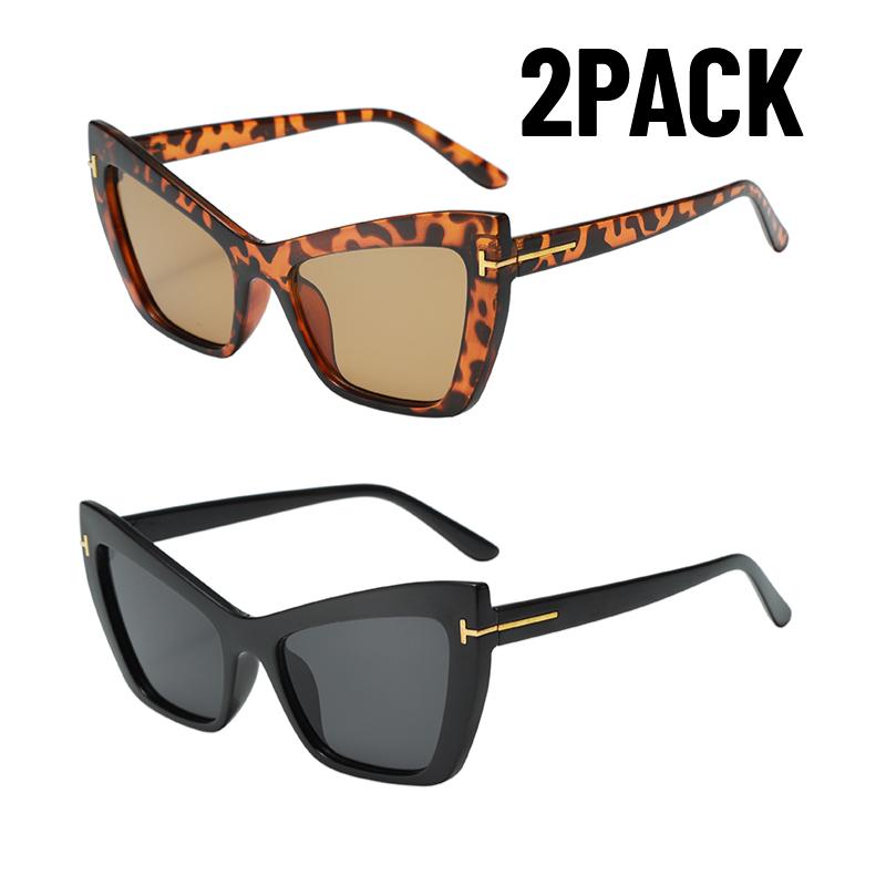 2PACK New Oversized Square Gradient Sunglasses for Women Thick Fashion Big Frame Shades Trendy UV400 Shades Sunglasses