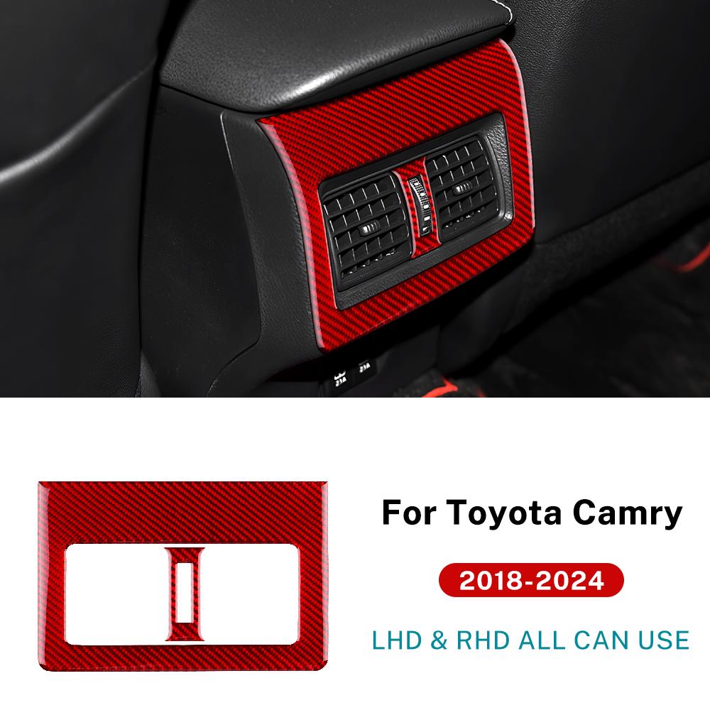 Real Soft Carbon Fiber For Toyota Camry 2018 2019 2020 2025 2025 2025 2025 LHD RHD Car Rear Air Outlet Panel Interior Trim