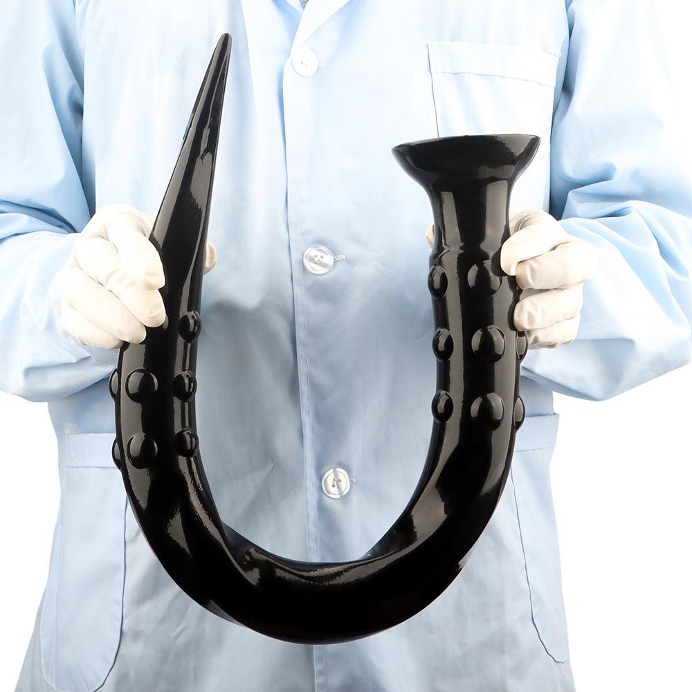 Plug Anal PVC Noir Extra Long Dilatateur Anal Jouet Sexuel Strap-on Pénis Dick Réaliste Grosse Queue Fisting