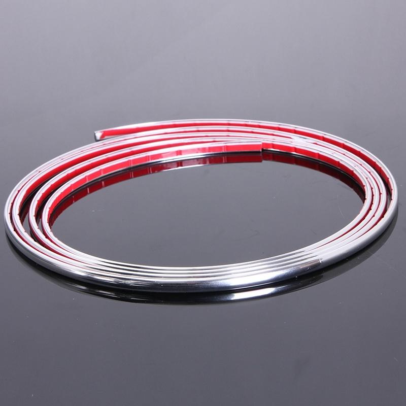 4mmx2m Car Chrome Styling Decoration Moulding Trim Strip Tape DIY Protective Sticker Cover Bright Strip Car Bumper Accessories