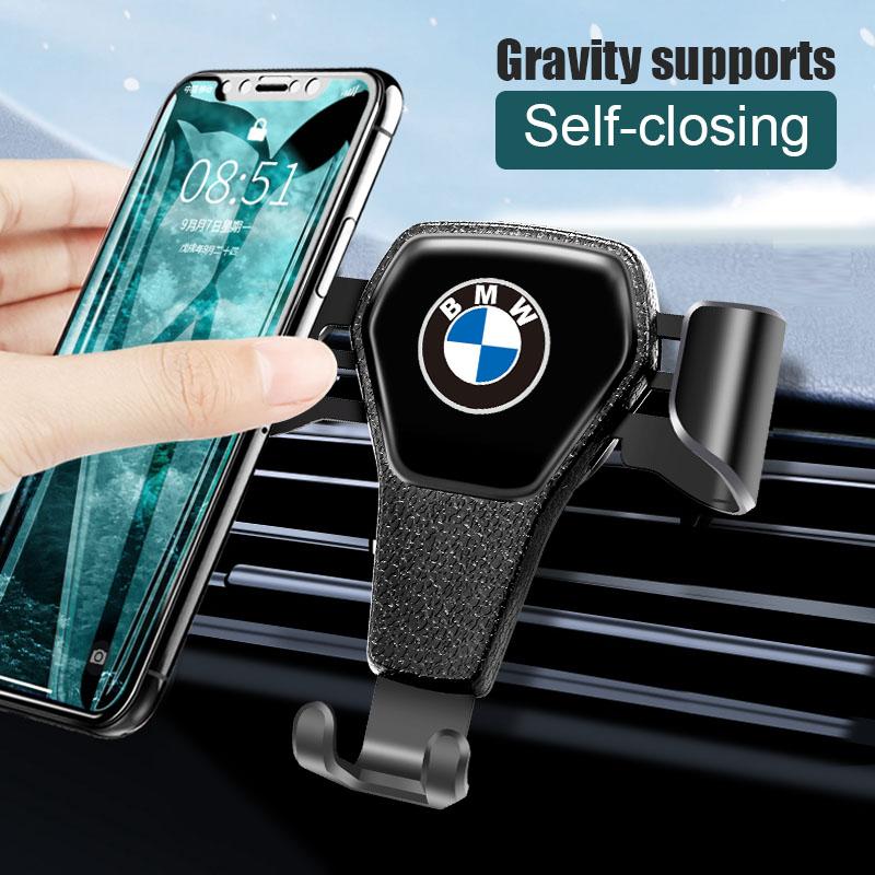 Business Black Car Logo Phone Holder Air Vent Mount Cell Phone Holder Valve Cap For BMW X1 X2 X3 X5 X4 X6 X7 iX3 F20 F10 F07 E7 JKQDU1