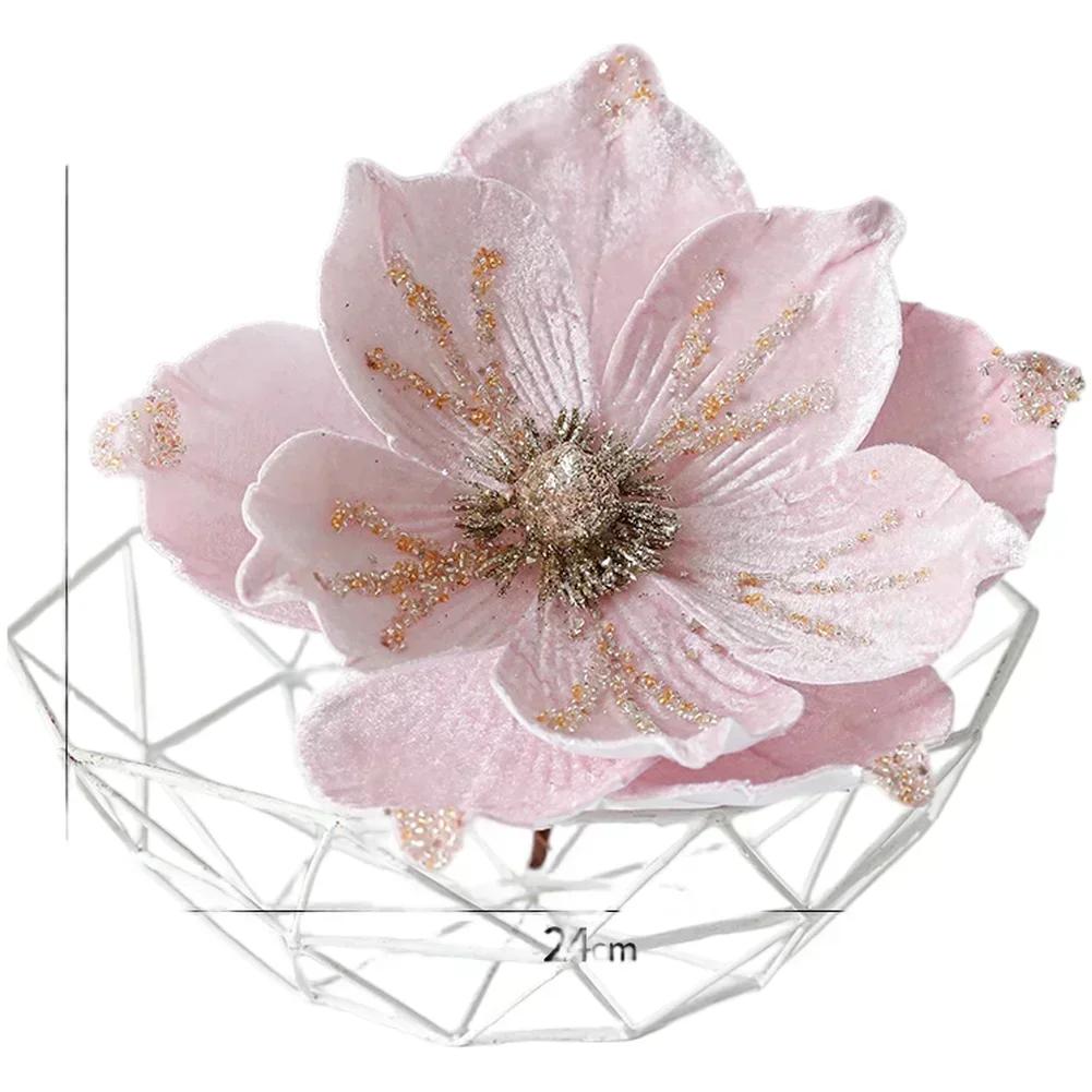 Holiday Home Decor Christmas Artificial Flower Elegant Touch Lifelike Design Light Luxury Style Realistic Magnolia Holiday Decor
