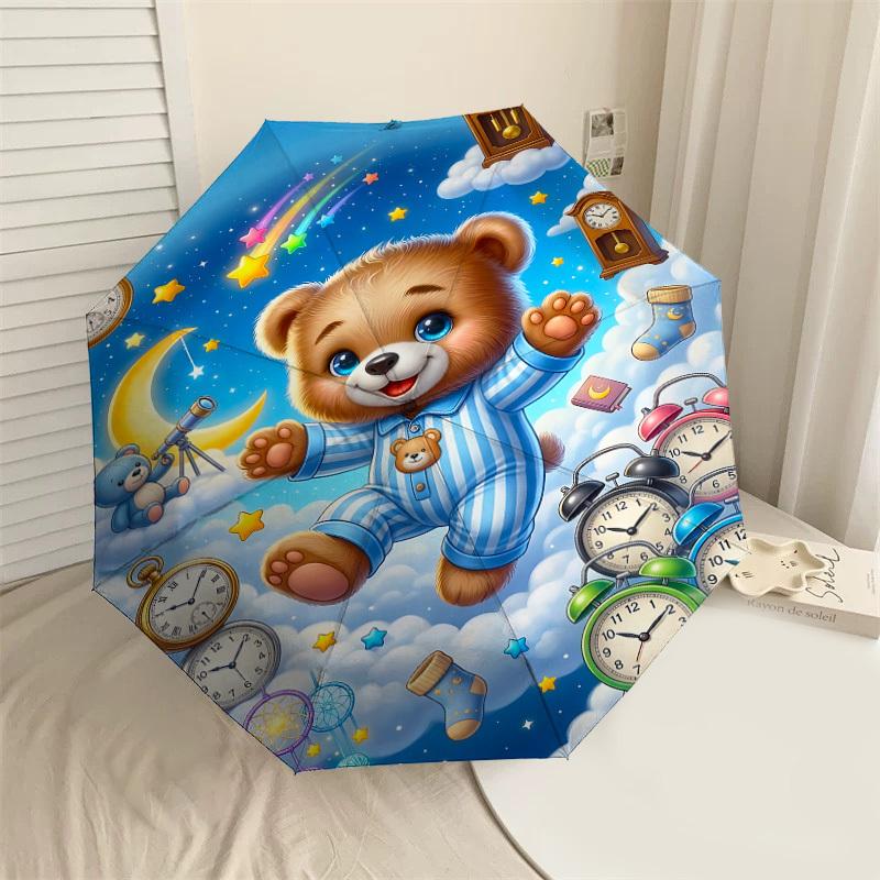 

1PC Bear Umbrella-8-Rib Reinforced, Automatic Open, Lightweight & Durable, Fashion Accessory for Outdoor, J0384