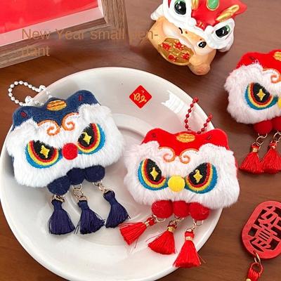 Chinese Style Chinese New Year Plush Keychain Tassel Lion Dance Brooch  Bag Accessories