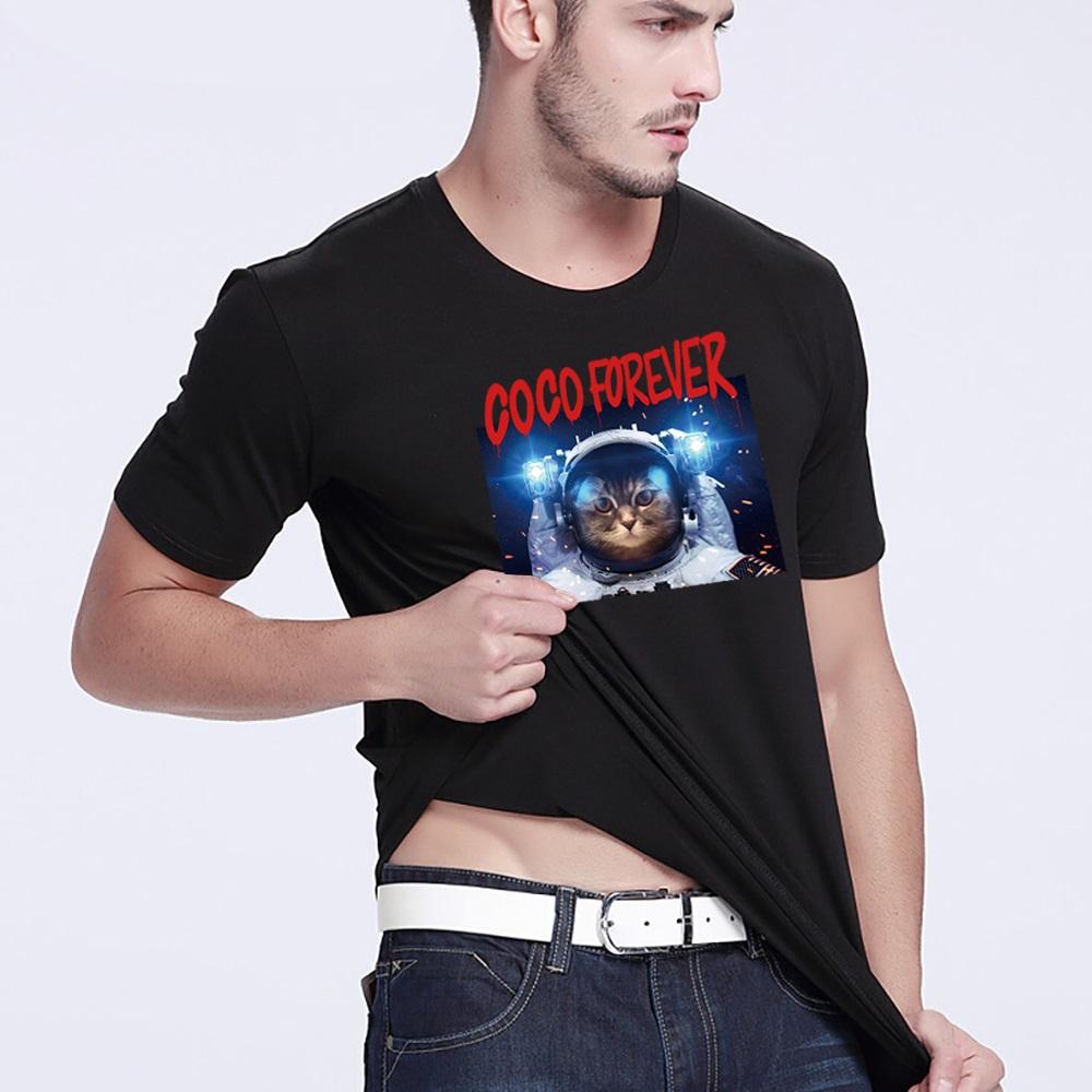 Summer Top Mens T Shirts Harajuku Casual Clothes Short Sleeve Fashion Astronaut Printed O Collared Tshirts Fashion Soft Pullover