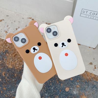 Modne Urocze 3D Kreskówkowe Etui na Telefon Rilakkuma Miś Miękkie Silikonowe Tylna Pokrywa dla iPhone 11 12 13 14 15 16 Pro Max