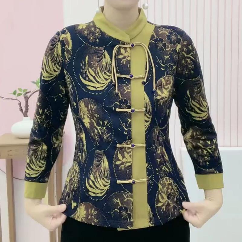 2025 Autumn New Ethnic Style Retro Button Cardigan Cheongsam Loose Casual Top for Women