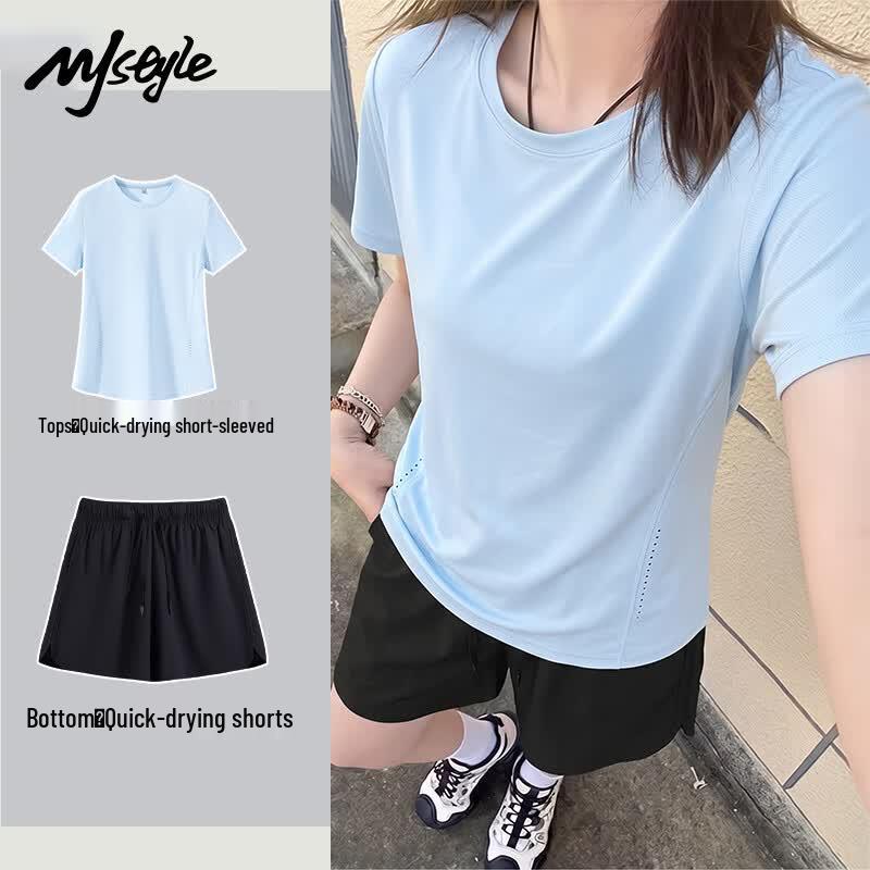 MJ STYLE Women's Quick-Dry T-shirt & Shorts Sportswear Set