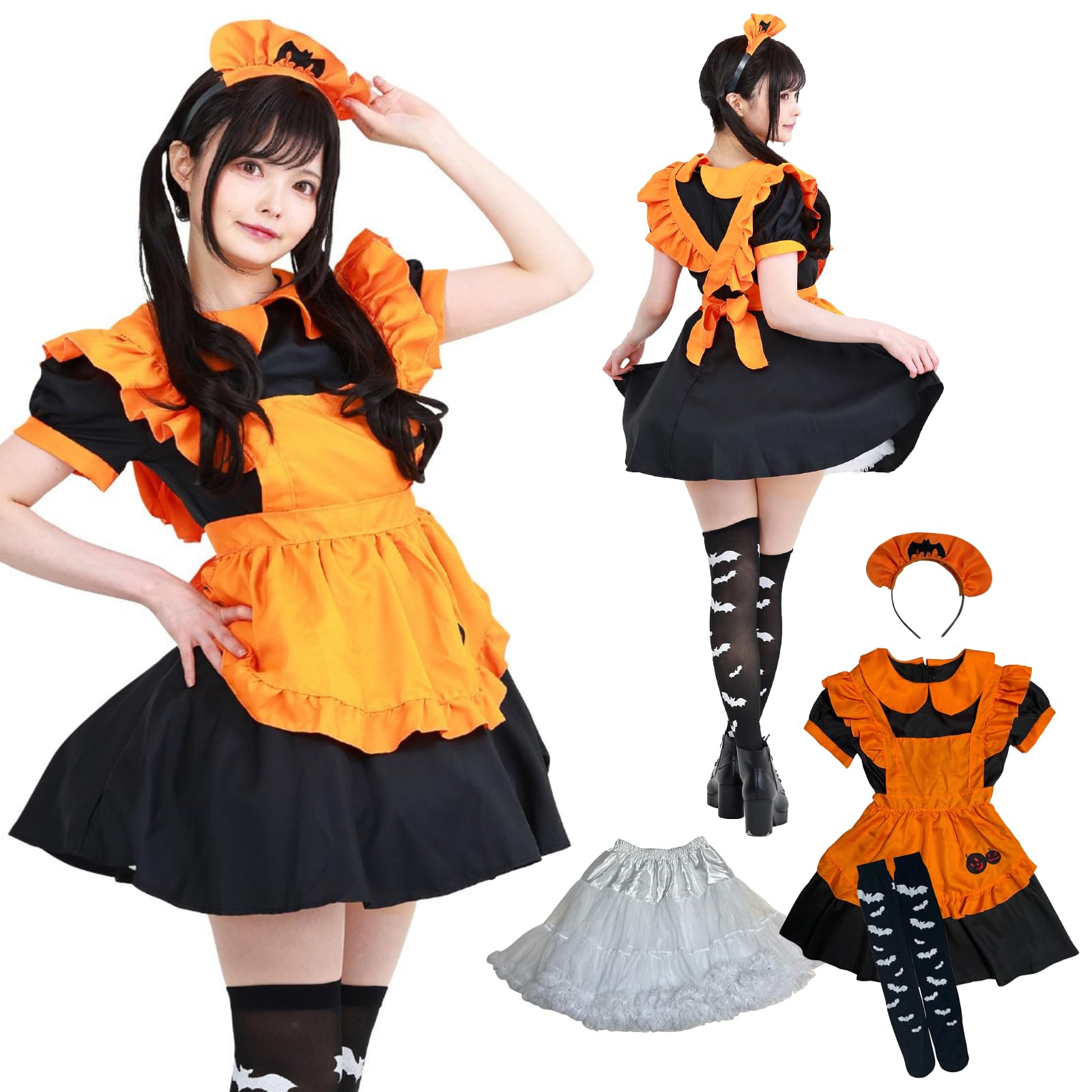 

Cosplay with Pumpkin Maid Adult Fancy [AzukiY] Volume-up Pannier, Halloween, Maid, Outfit, Costume, Dress, One-piece, S/M/L/XL/2XL (M)