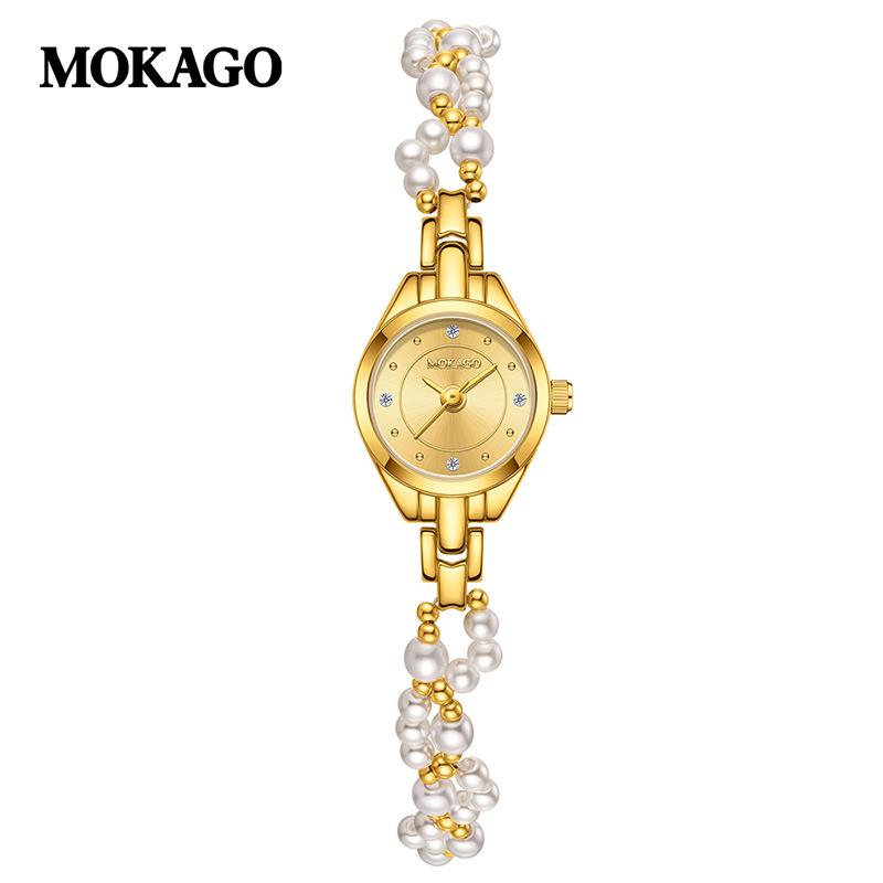 MOKAGO Women s Elegant Pearl Chain Quartz Wristwatch - New Exquisite Waterproof Design