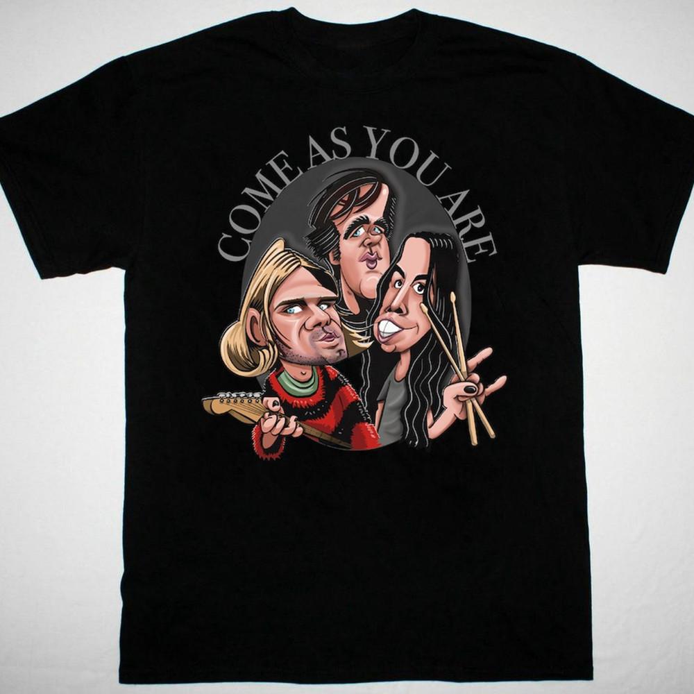 

NIRVANA band caricature black T-shirt Unisex S to 5Xl JJ4810 Unisex T-Shirt S