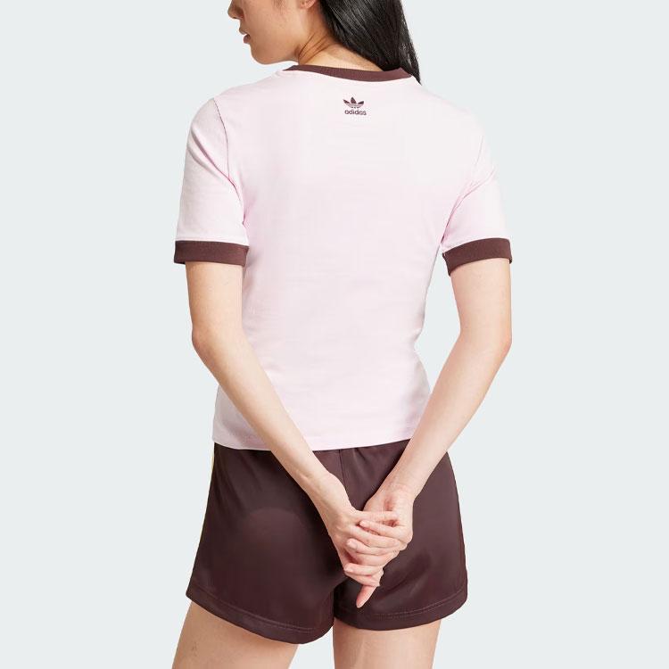 Adidas Originals Retro Graphic Slim Fit Sports Tee Women Tops Clear-Pink IR6087