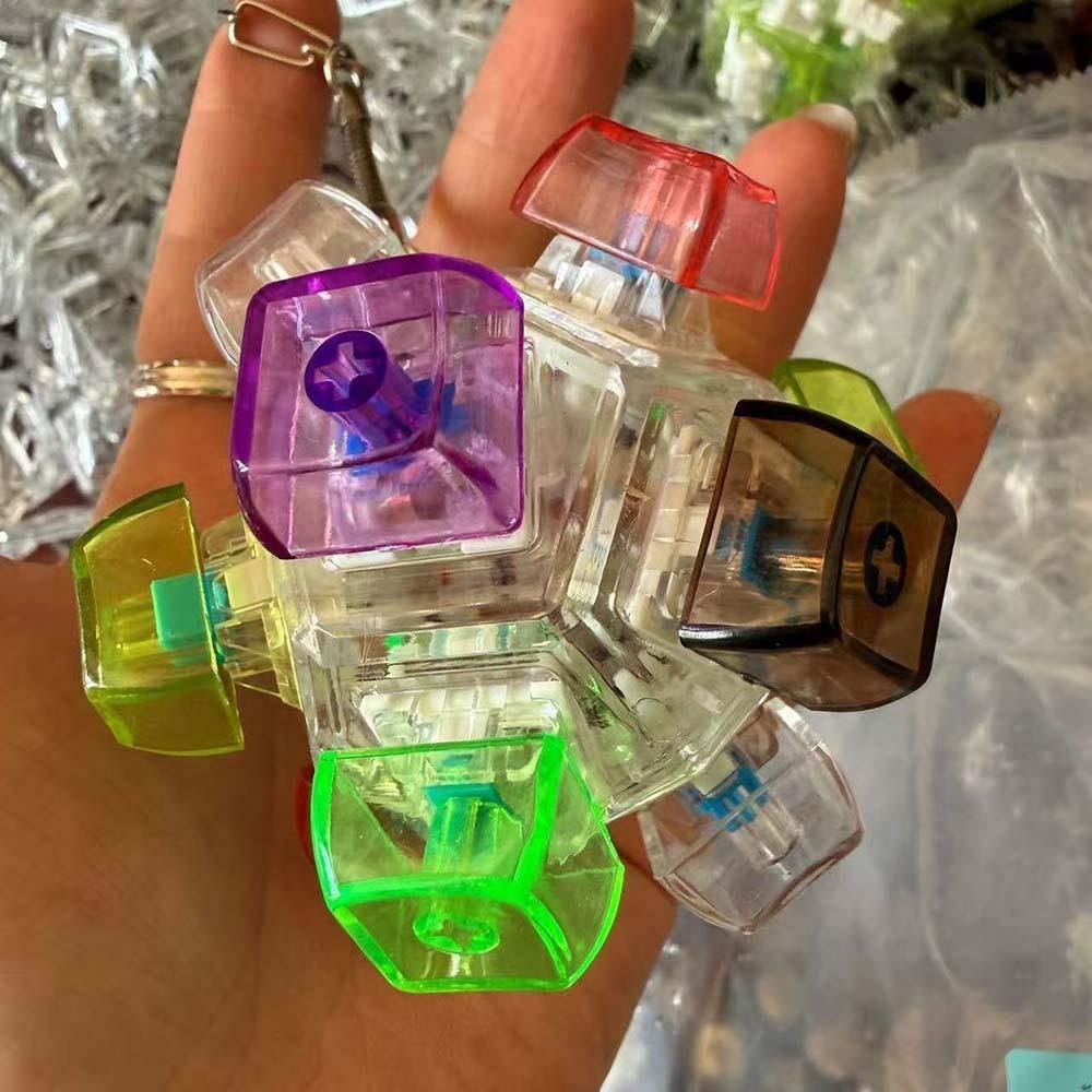 NEUER LED-Tastatur-Schlüsselanhänger Fidget Spielzeug Kristall Clicker Sensorisches Spielzeug zur Stressbewältigung Tastatur-Schlüsselanhänger Fidget Spielzeug für Erwachsene Kinder