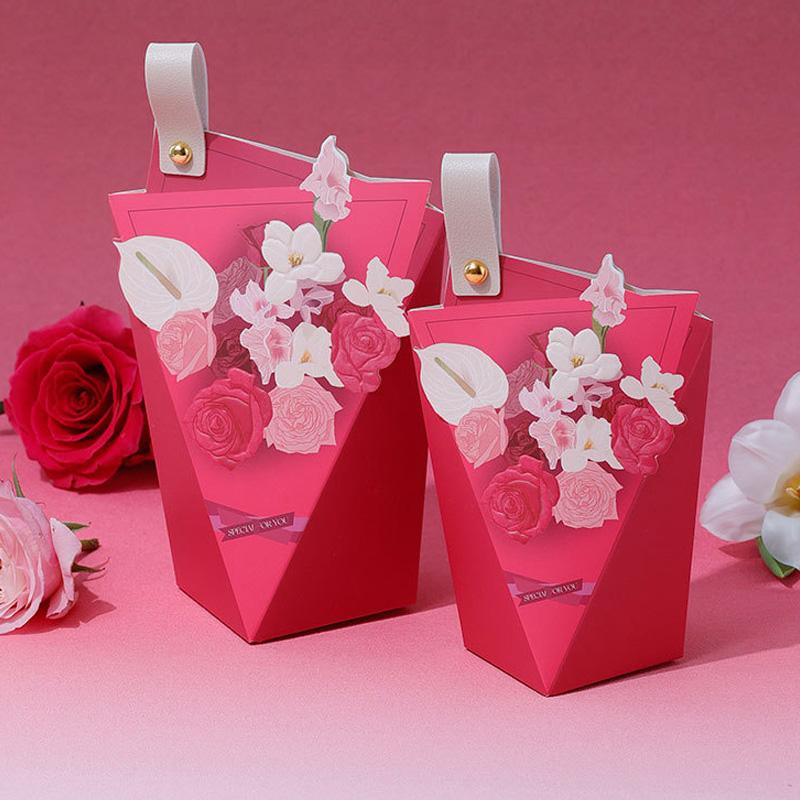 6Pcs/Pack Creative Paper Engagement Bouquet Valentine Theme European Style Candy Box