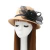 ZHENYUEQI Women's Autumn/Winter Feather & Mesh Flower Felt Hat