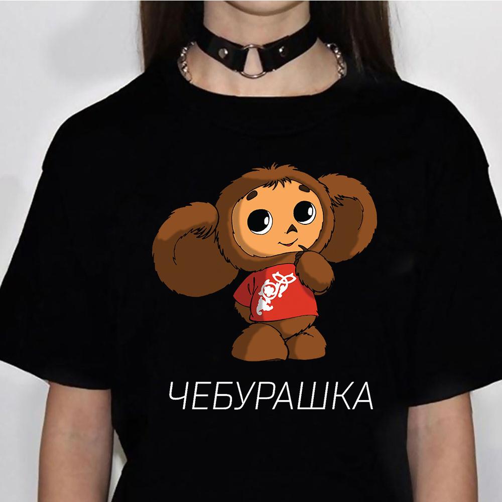 Cheburashka Tshirts Women Y2K Tshirts Girl Streetwear Y2k Anime Clothes