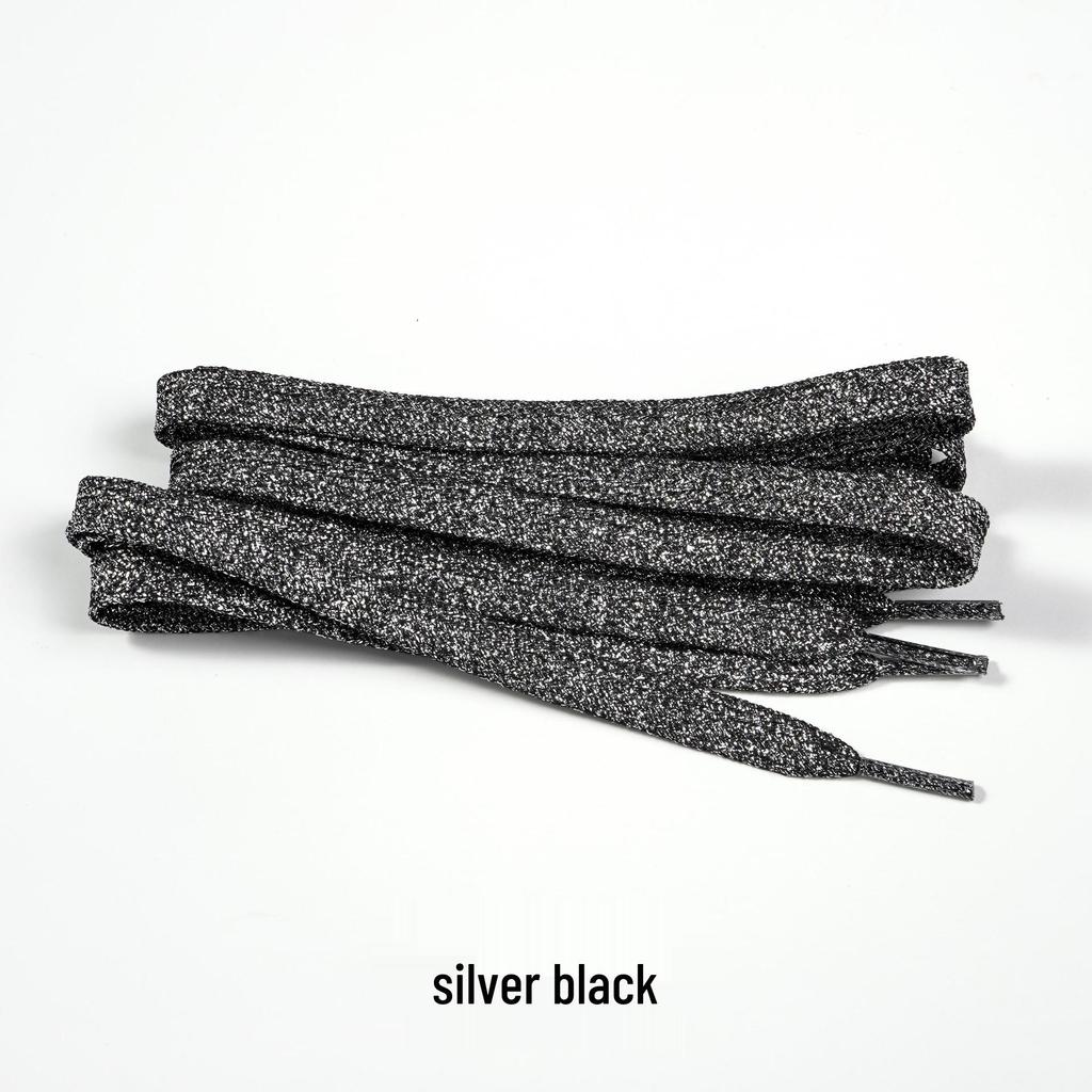 Pearlescent Gold & Silver Thread Shoelaces: Vibrant Double-Layer Flat Cords for Board, Sports, and Dance Shoes