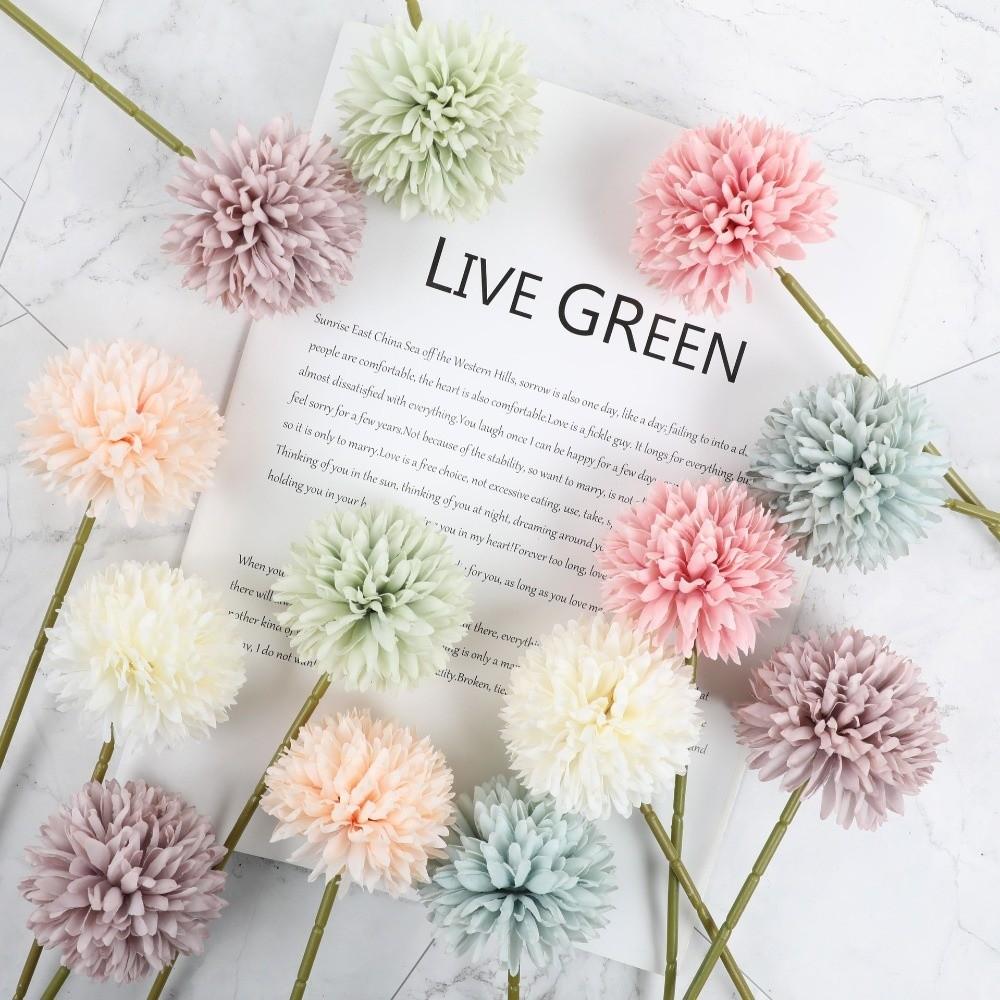 DIY Floral Materials Fake Flower Ball Dyed Edged Chrysanthemum  Photography Props