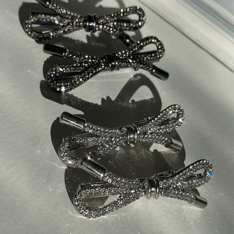 

mosxe Glitter ribbon hair pin (2color/ 2set) dark grey