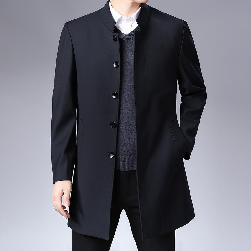 

Весенне-осенний новый тренч с короткими рукавами, мужской, средней длины, деловой повседневный, приталенный жакет 4XL чёрный