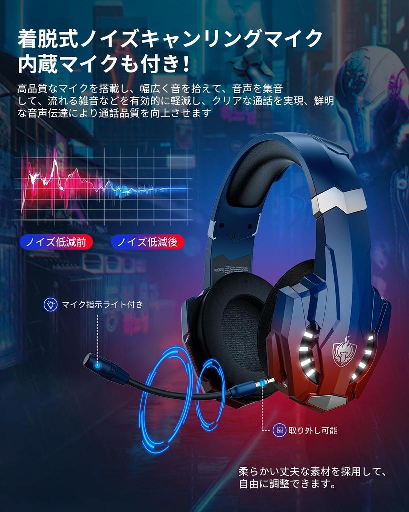 Wireless and Wired Gaming FPS Headset with Low Noise Deep Controller Compatible with Xbox and with and Red LED Lights Dual-Use Headset, 2.4GHz 7.1ch,