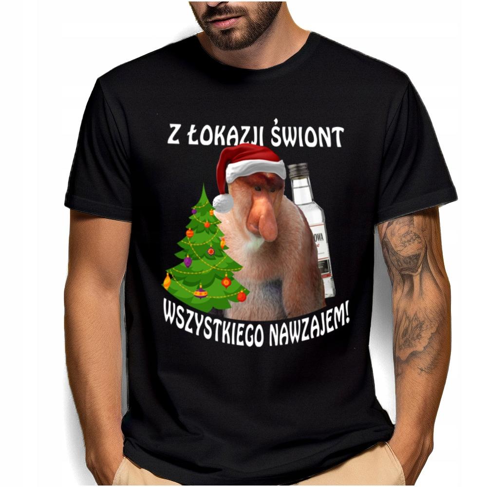 Koszulka Świąteczna z Nosaczem z Memem Śmieszny prezent Świąteczny życzenia