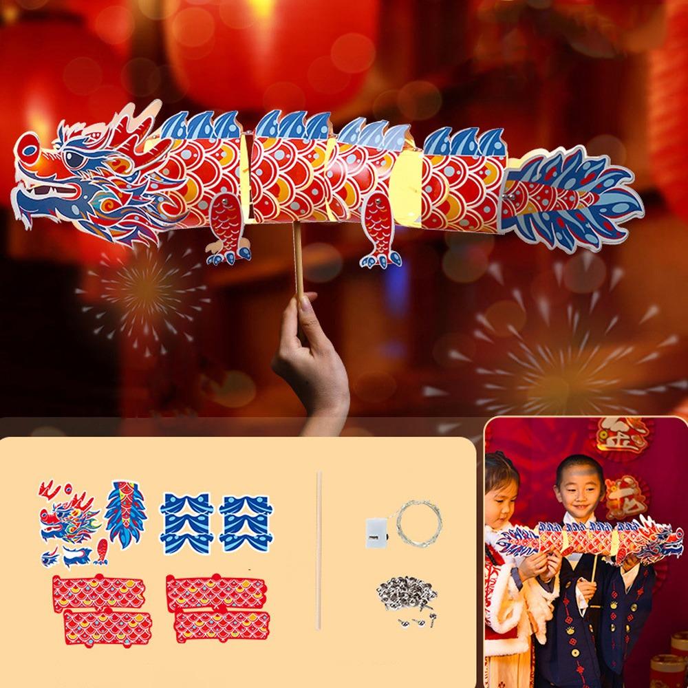 Chinese Dragon Dance Lantern Handmade LED Lantern Toys DIY Material Bag Antique Lantern  New Year