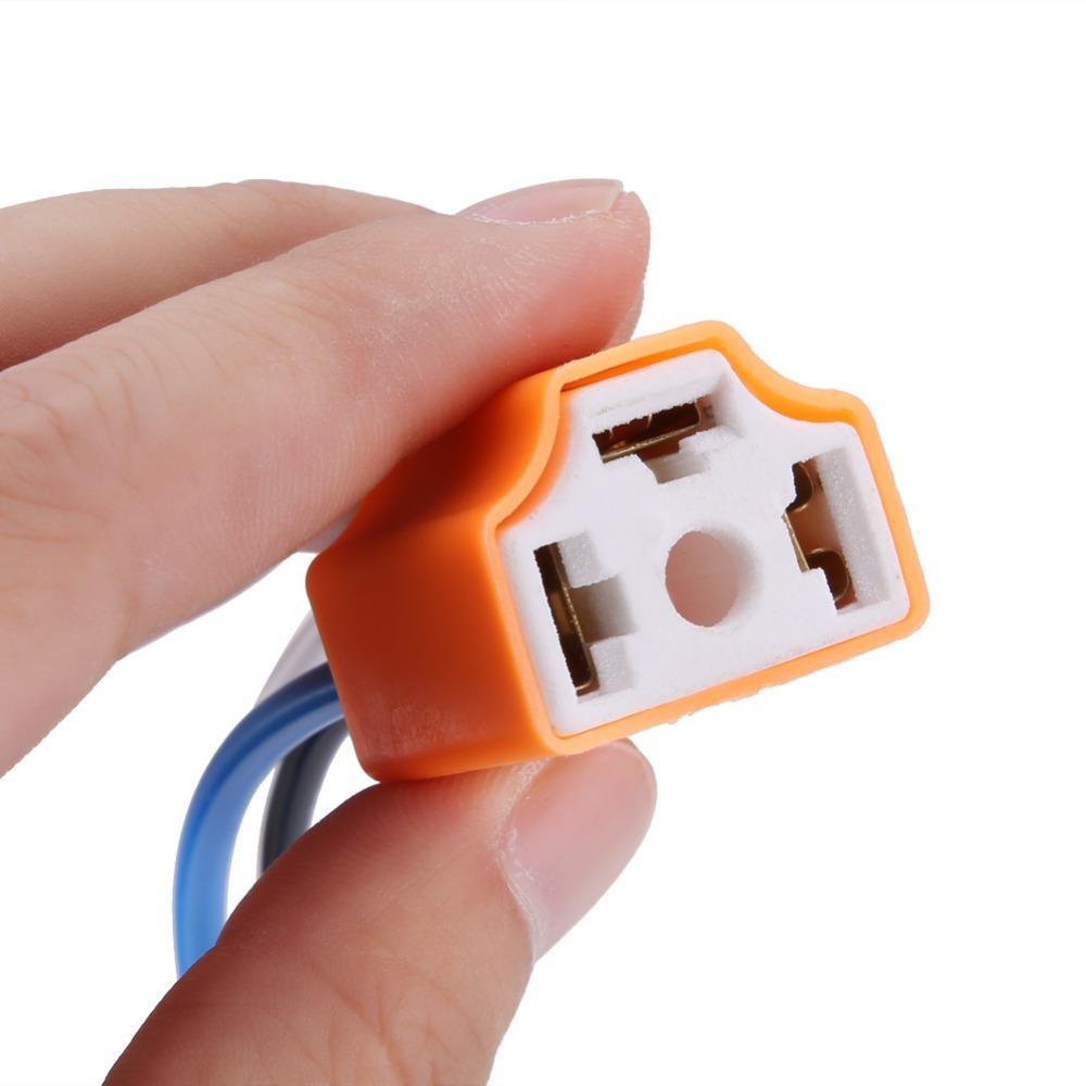 2Pcs Female Connector Ceramic Harness Plug 3-Pin H4 Bulb Socket Auto Headlight