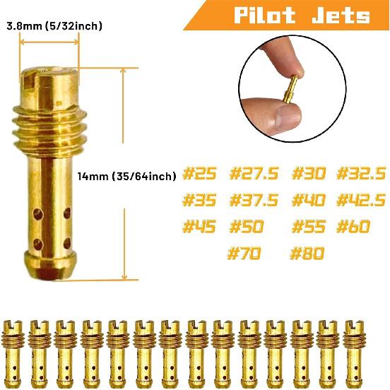 Main Jet and Pilot Slow Jet Kit for Mikuni Carburetors Large Hex VM4/042 & VM22/210 Set 30 Pcs
