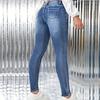 Women's High Waist Washed Women's Jeans Fashionable Versatile Straight Leg Pants