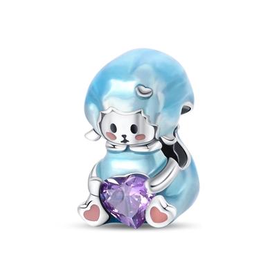 Charm Bead Components Authentic Original Copper Metal Plated Blue Lamb Animal Bead Components Compatible With Bracelet High Quality Fine Jewelry Do