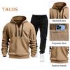 2Pcs/Set Men Sweatshirt Pants Set Hooded Drawstring Long Sleeve Sport Tops Elastic Waist Long Pants Set Solid Color Baggy Tracksuit