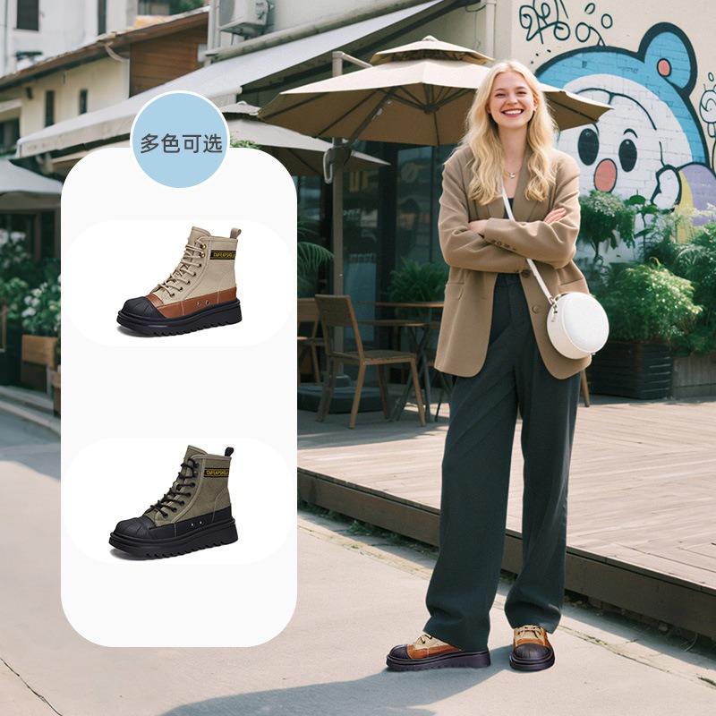Leather Shell Head Martin Boots Women's Autumn and Winter New Short Boots Women's Retro Skinny Boots Thick-soled Women's Boots Women's
