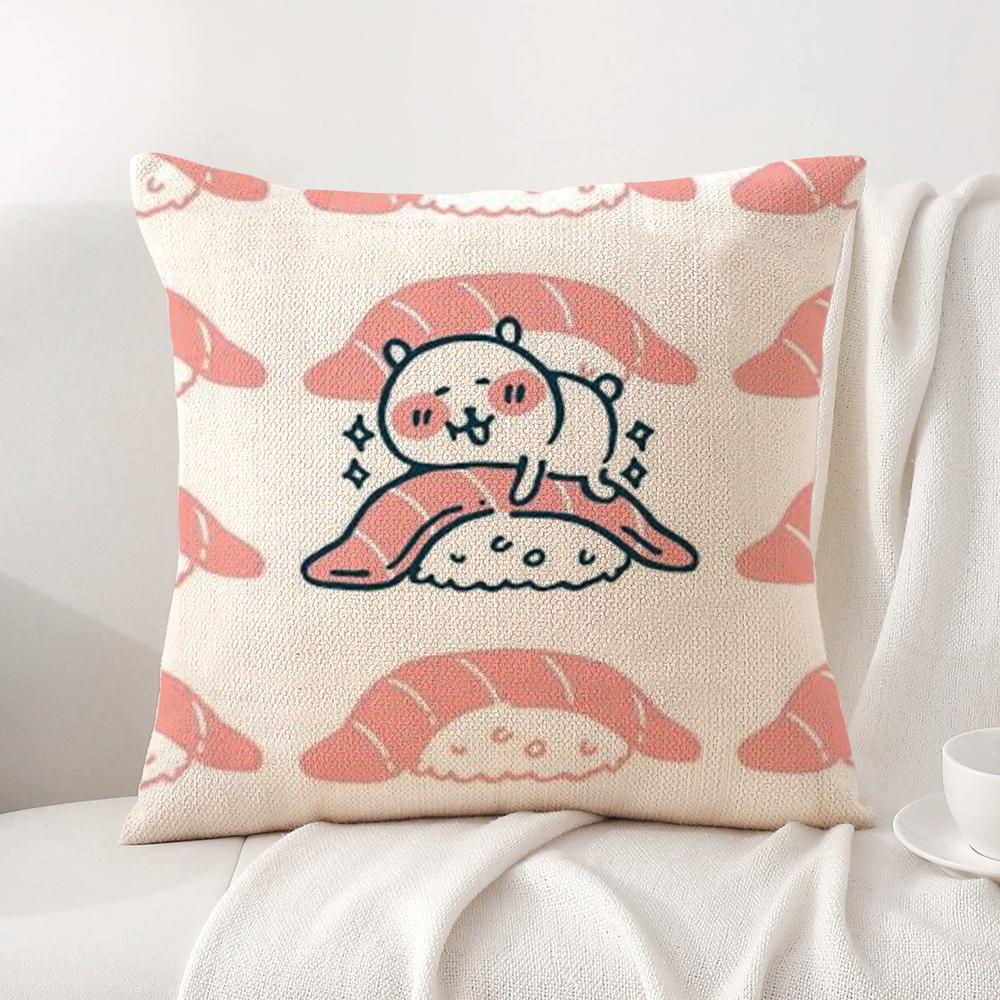 Cute J-Jokes Bear Cushion Cover Summer Coolness Linen Fabric Double-Sided Printing Pillow Case Sofa Home Decor Gift