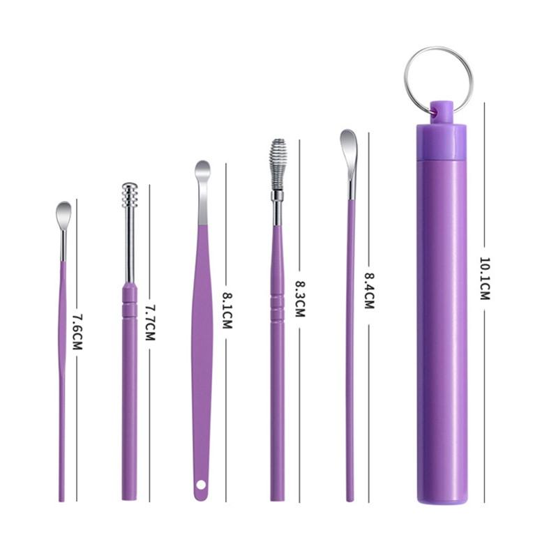 Home Ear Cleaning Kit, 6-Piece Earwax Removal Tool Set with Picks & Loops, Easy to Use & Clean