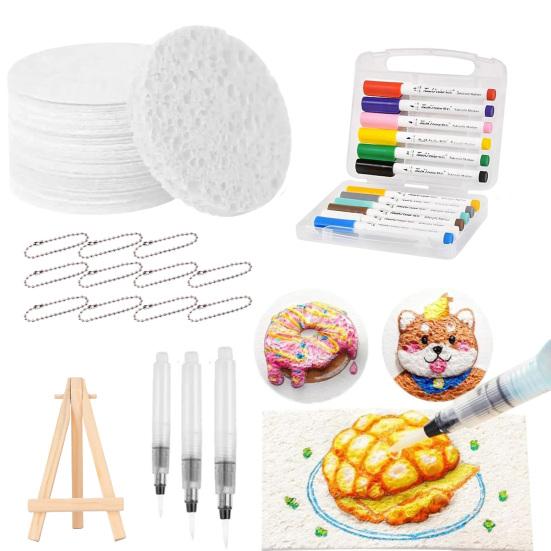 

Набір для малювання чарівною піною DIY 3D набір для малювання піною з пензлями з водяним резервуаром, полотно для малювання пухкою попкорновою текстурою, губки, матеріали для творчості