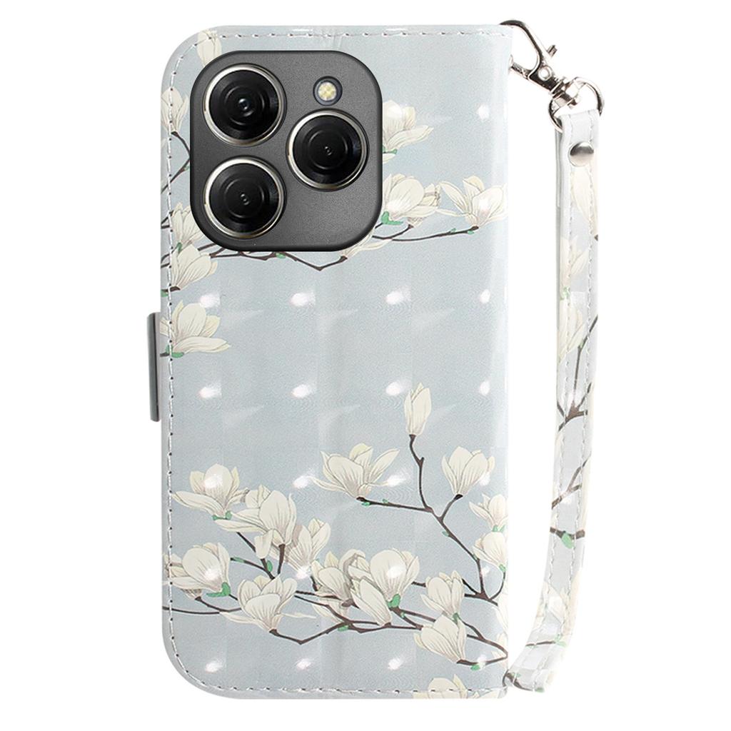 Für TECNO Spark 20 Pro Hülle Musterdruck Leder Brieftaschenhülle mit Riemen