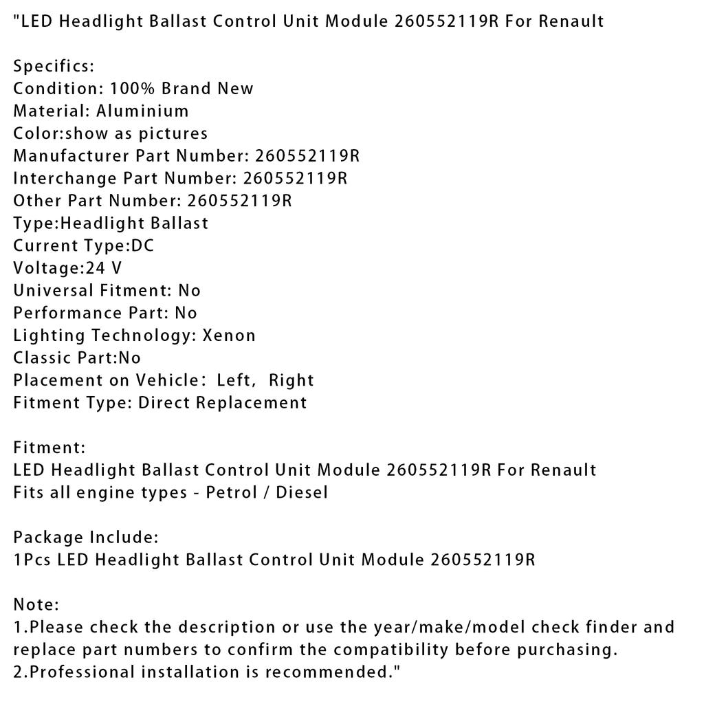 LED Scheinwerfer Steuergerät Modul 260552119R Für Renault