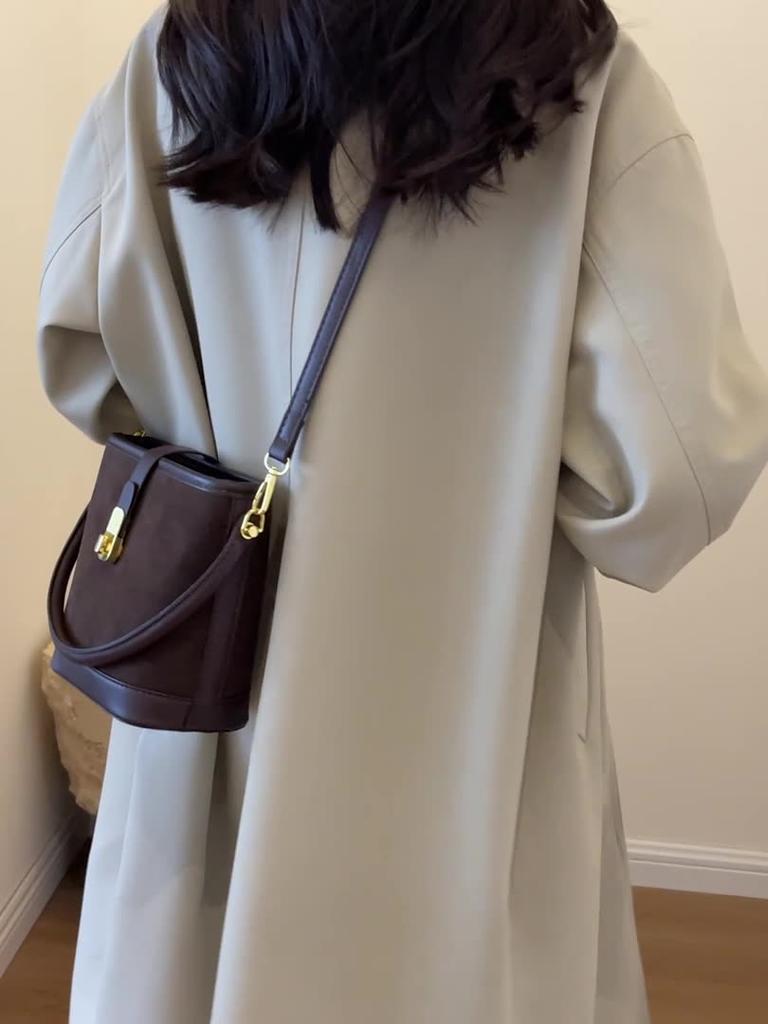 Frosted Texture Leather Women's Bucket Bag Casual and Simple high-grade Handbag Large Capacity Ladies Fashionable Crossbody Tote