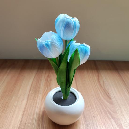 Night Light USB Rechargeable Wireless Tulip LED Lamp Touch Control Dimmable Cute Desk Lamp for Bedroom Living Room Travel Gift for Women Mom