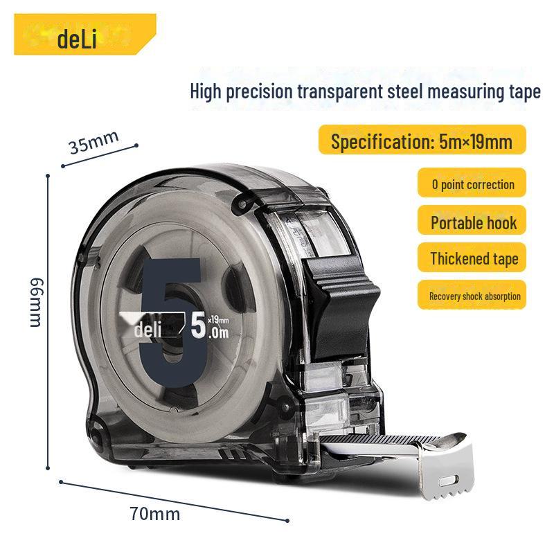 Durable Transparent Tape Measure - Electroplated Carbon Steel Ruler, No Paint, for Woodworking, Available In 3m, 5m, 10m Lengths